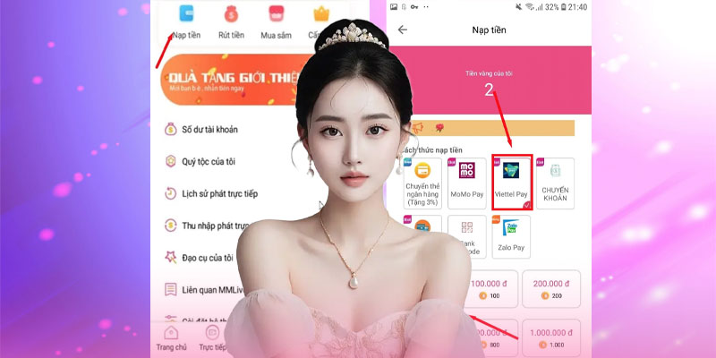 Hướng dẫn nạp tiền 35live bằng viettel pay